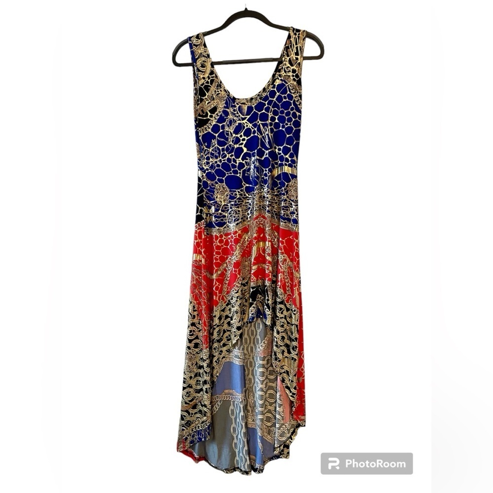 90s Vintage High-Low Dress-Colorful Design-Lightweight-Size L